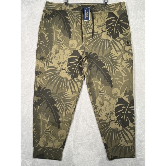 Ralph Lauren Pants Mens 3XB 3XL Big Green Tropical Floral Joggers Sweatpants